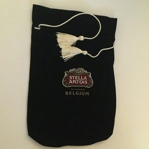 New STELLA ARTOIS VELVET BAG. TASSEL DRAWSTRINGS